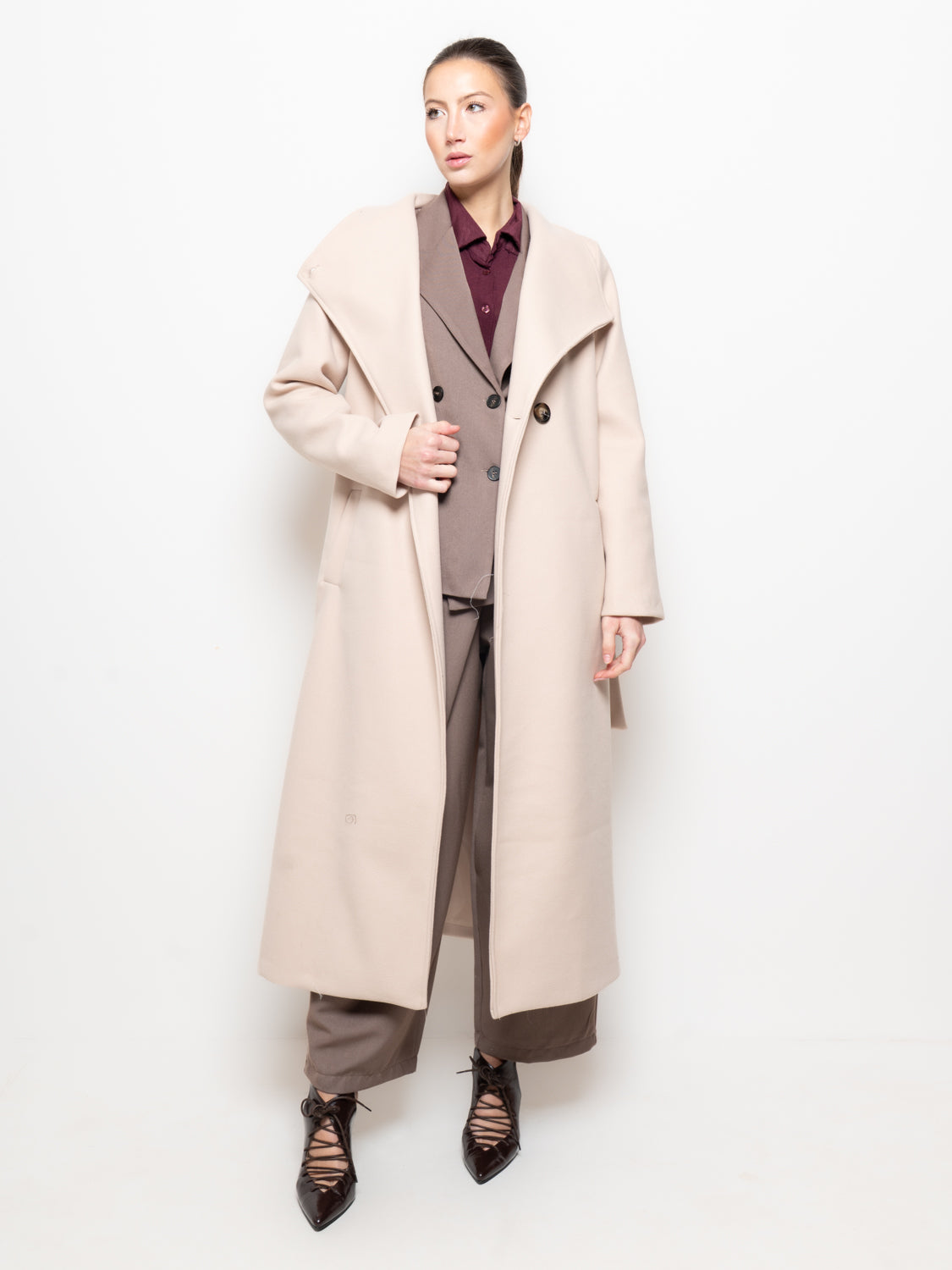 Cappotto lungo con cintura