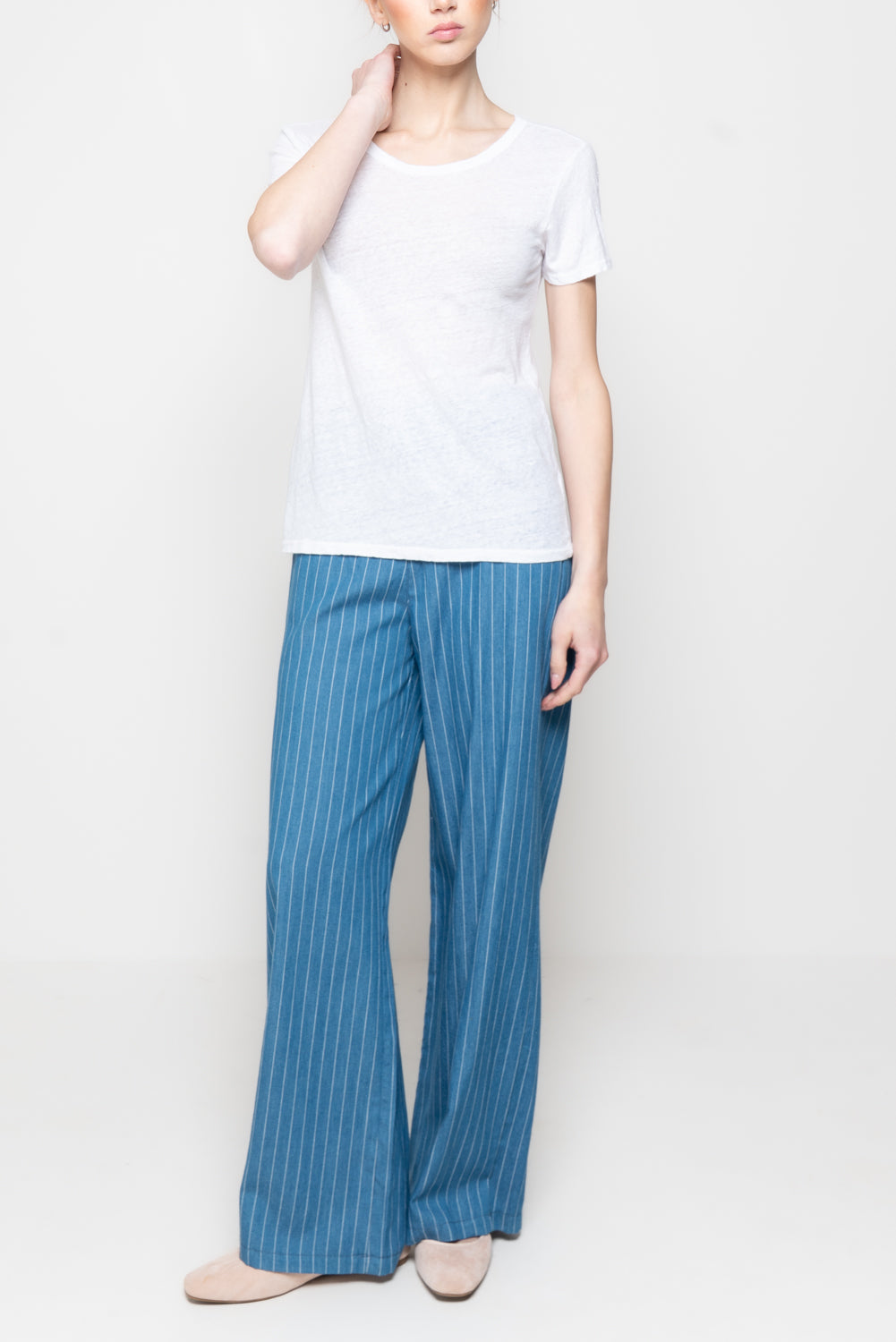 T-shirt paricollo 100% lino