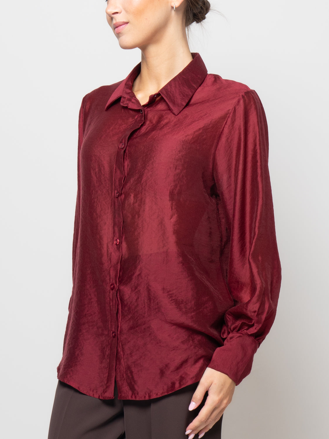 Camicia in tencel con manica volume