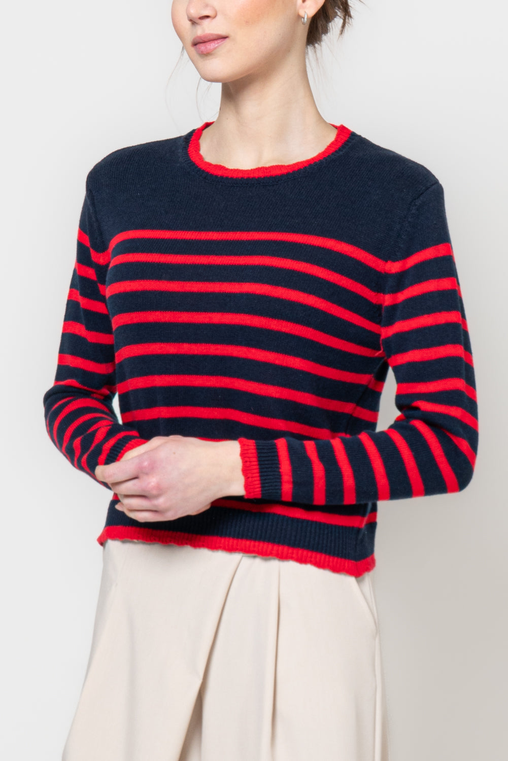 Maglia paricollo a righe