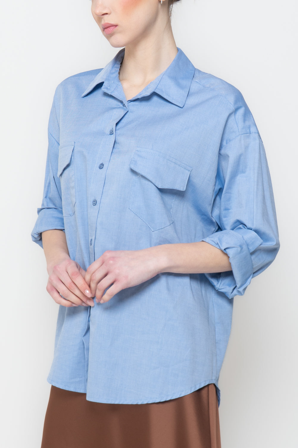 Camicia in tessuto Oxford con tasche