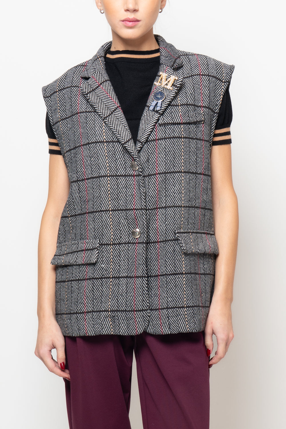 Gilet in tessuto spigato