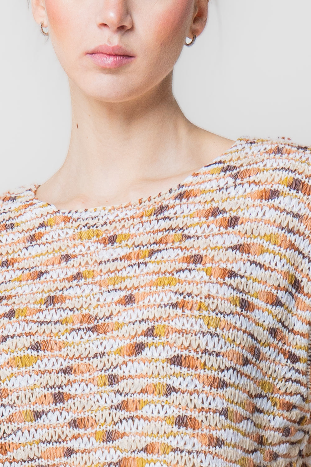 Maglia Girocollo in Filato Fiammato Multicolor