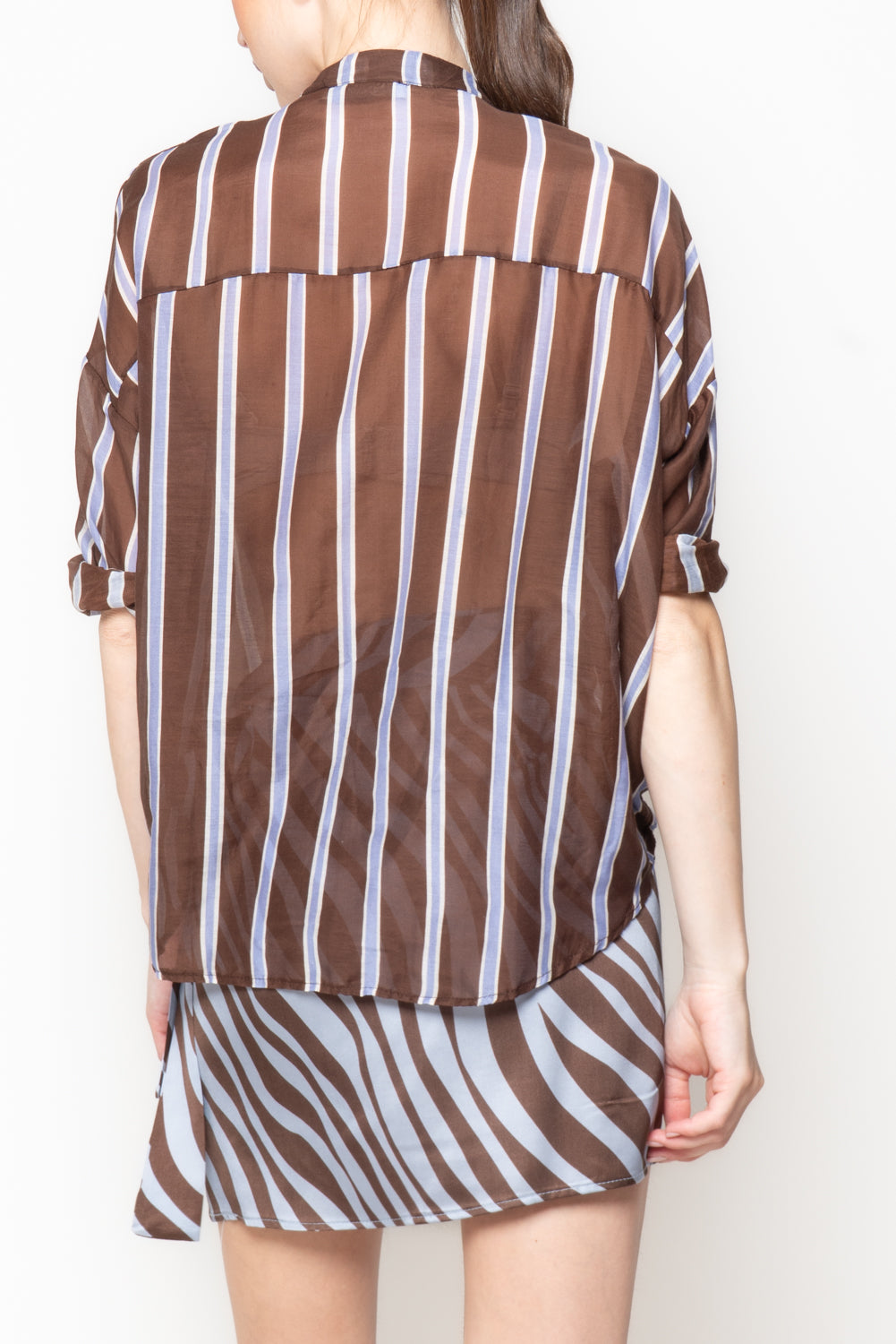 Camicia misto seta a righe