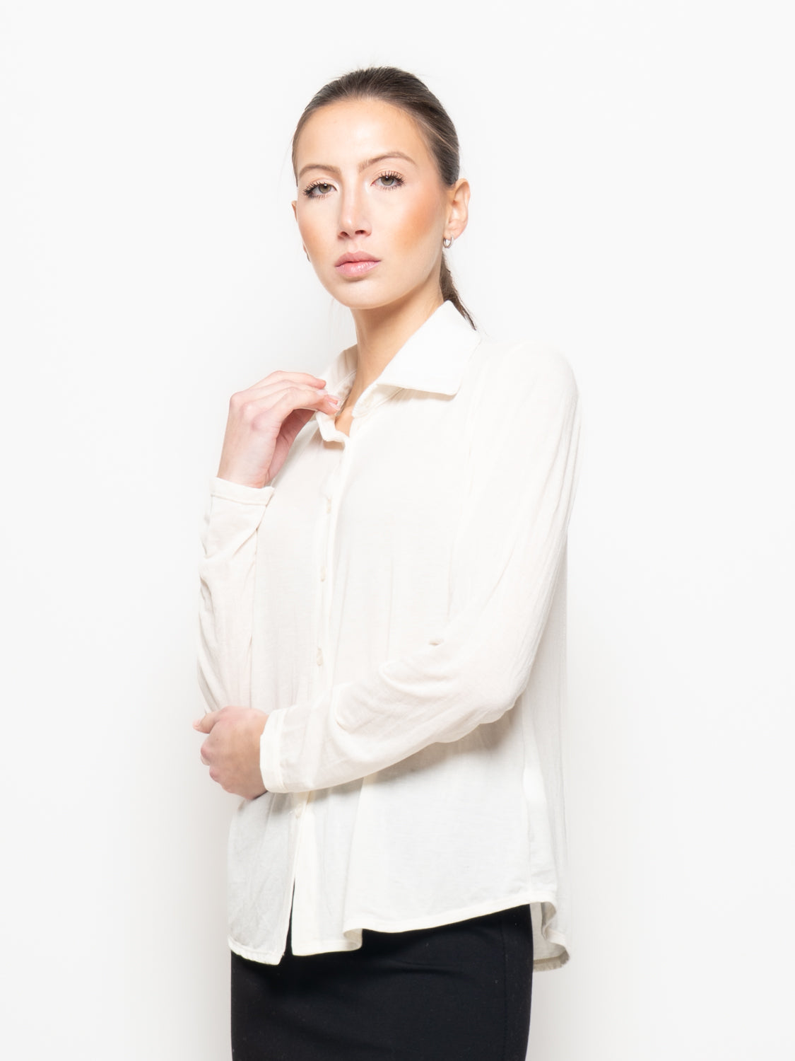 Camicia misto cashmere con colletto