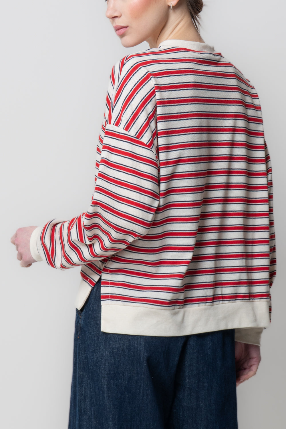 Felpa Girocollo Rigata con Texture