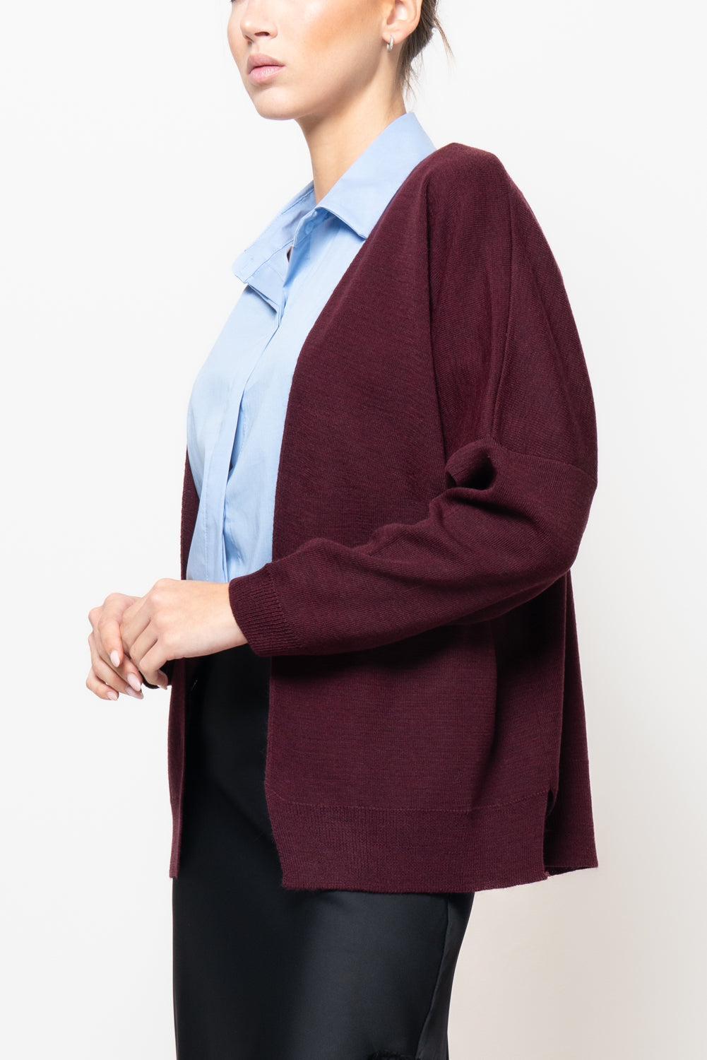 Cardigan in misto lana con spacchi