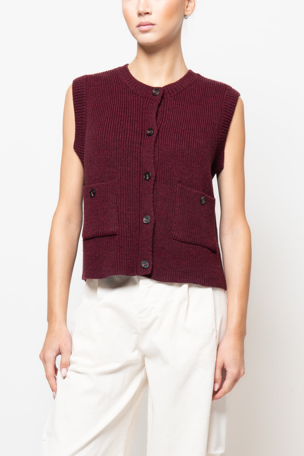 Gilet paricollo con bottoni