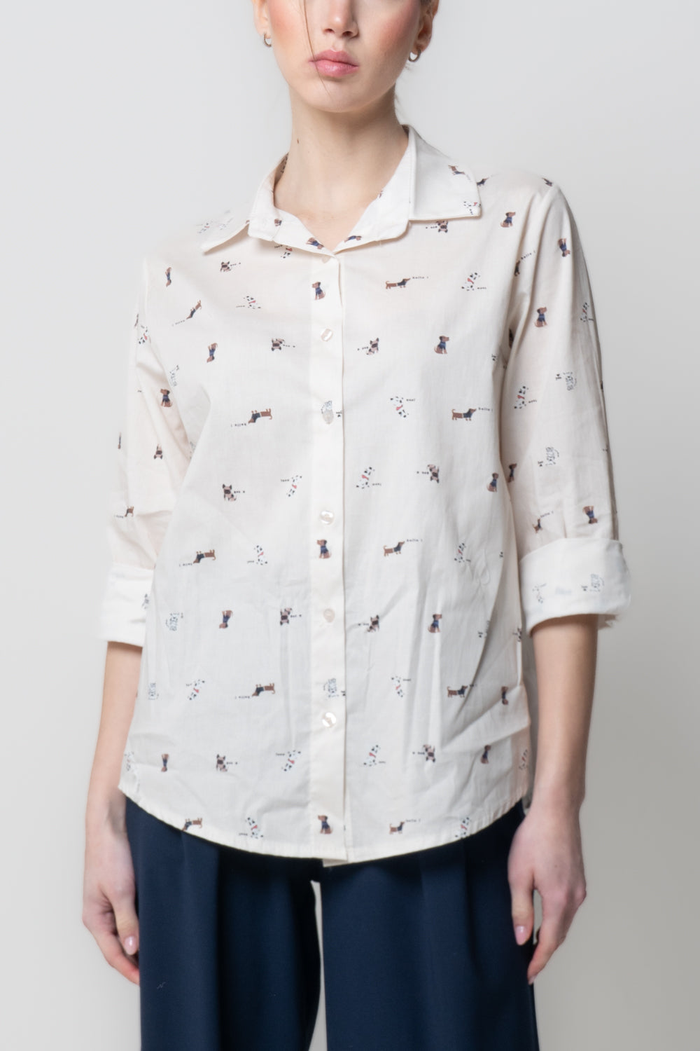 Camicia Bianca Fantasia Cani