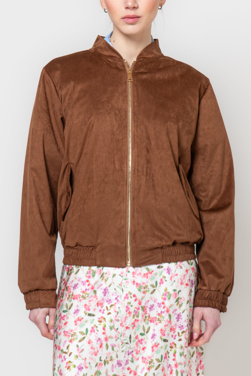 Bomber in suede