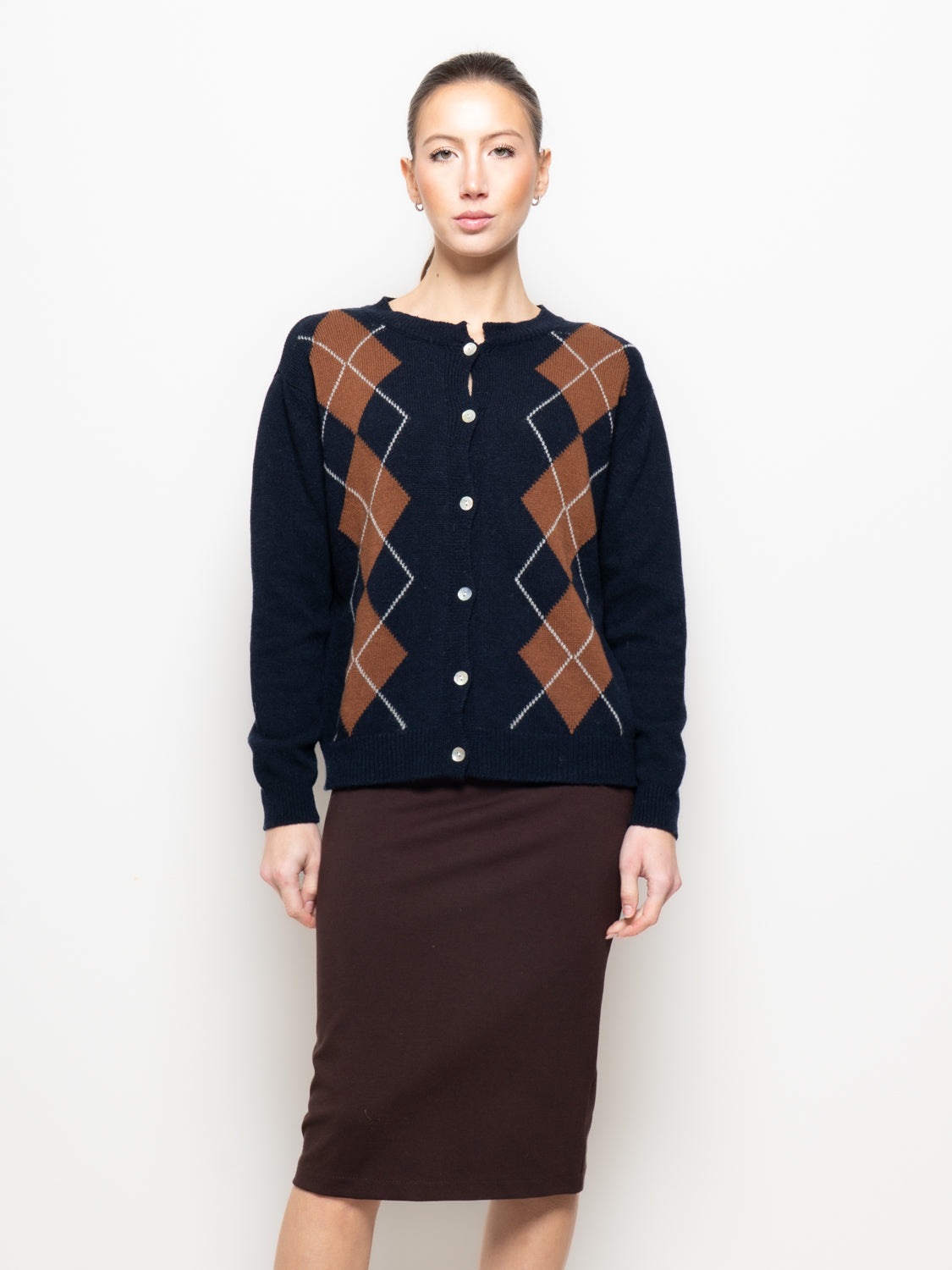 Cardigan con stampa a rombi