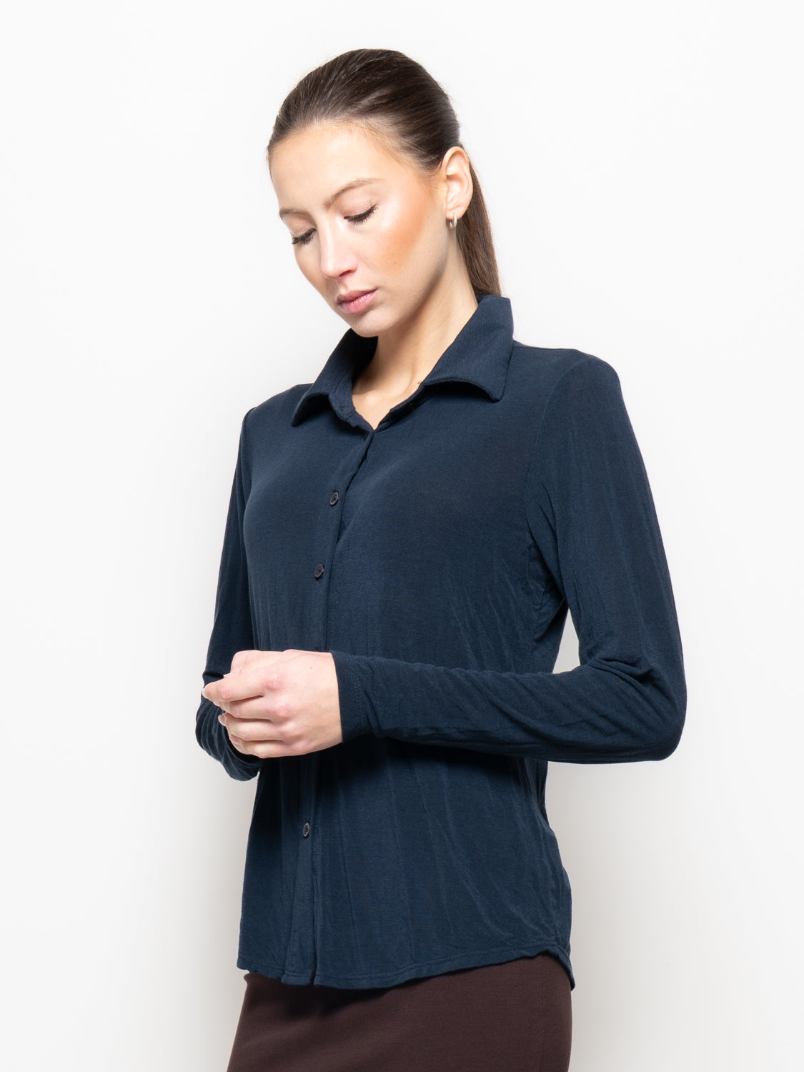 Camicia misto cashmere con colletto