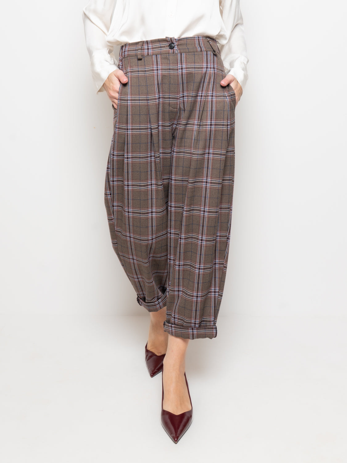Pantalone tartan con pences