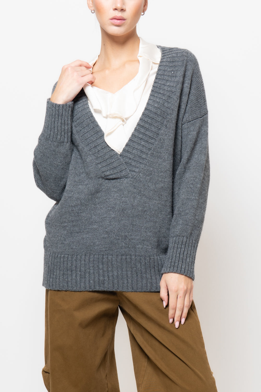 Maglia maxi scollo a V