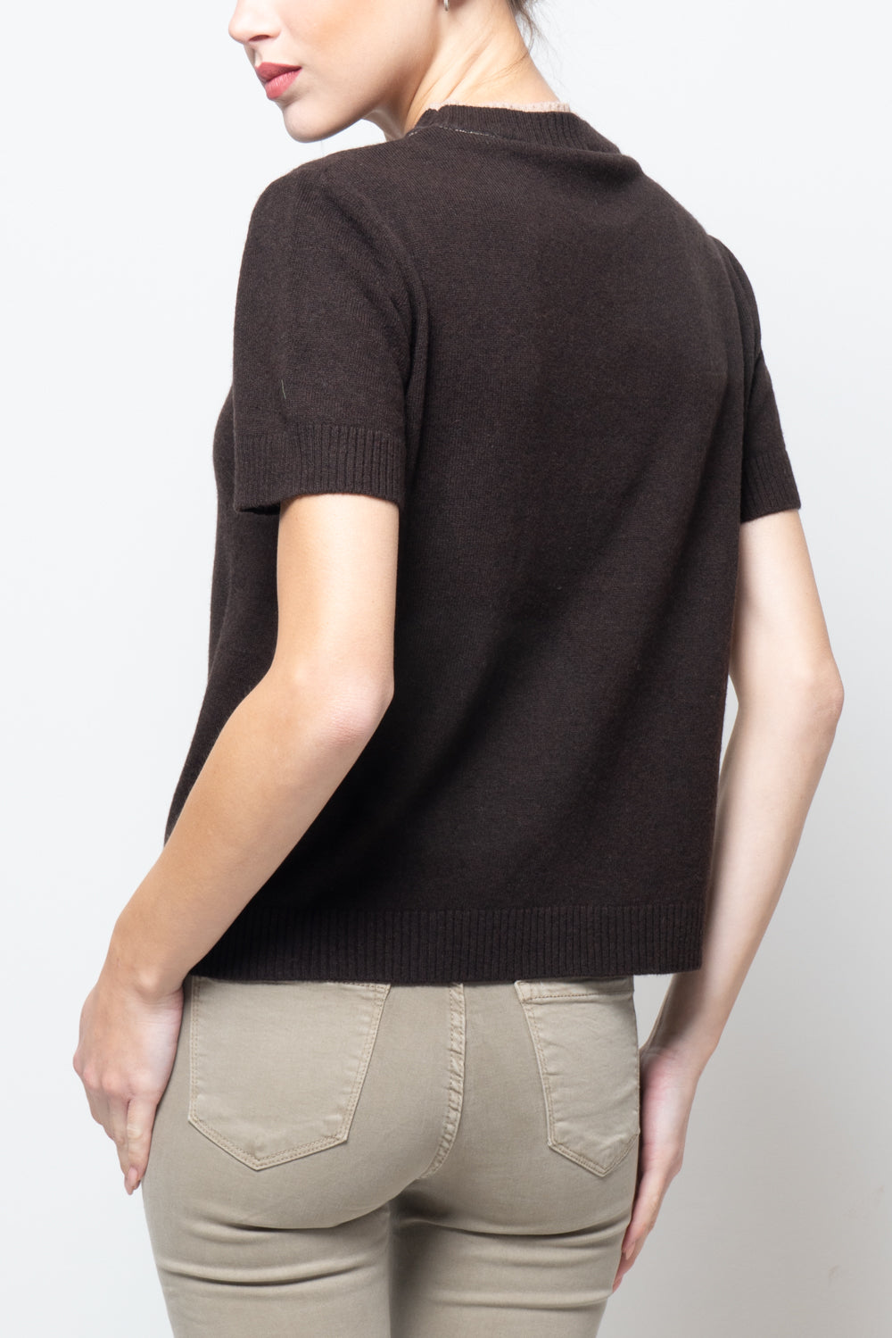 Maglia mezza manica con girocollo a contrasto