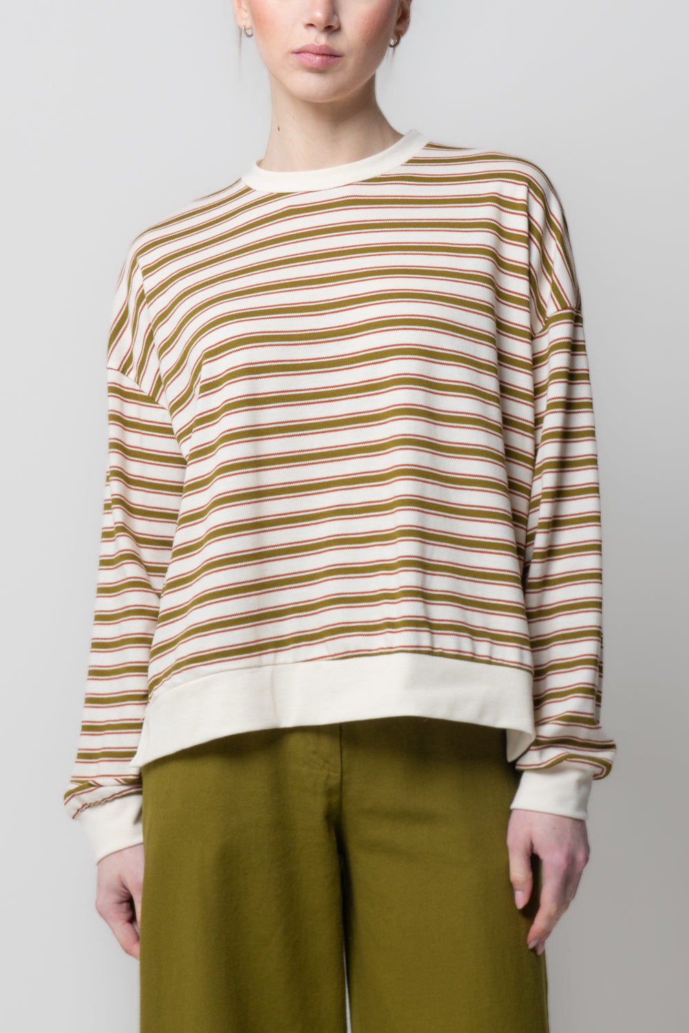 Felpa Girocollo Rigata con Texture