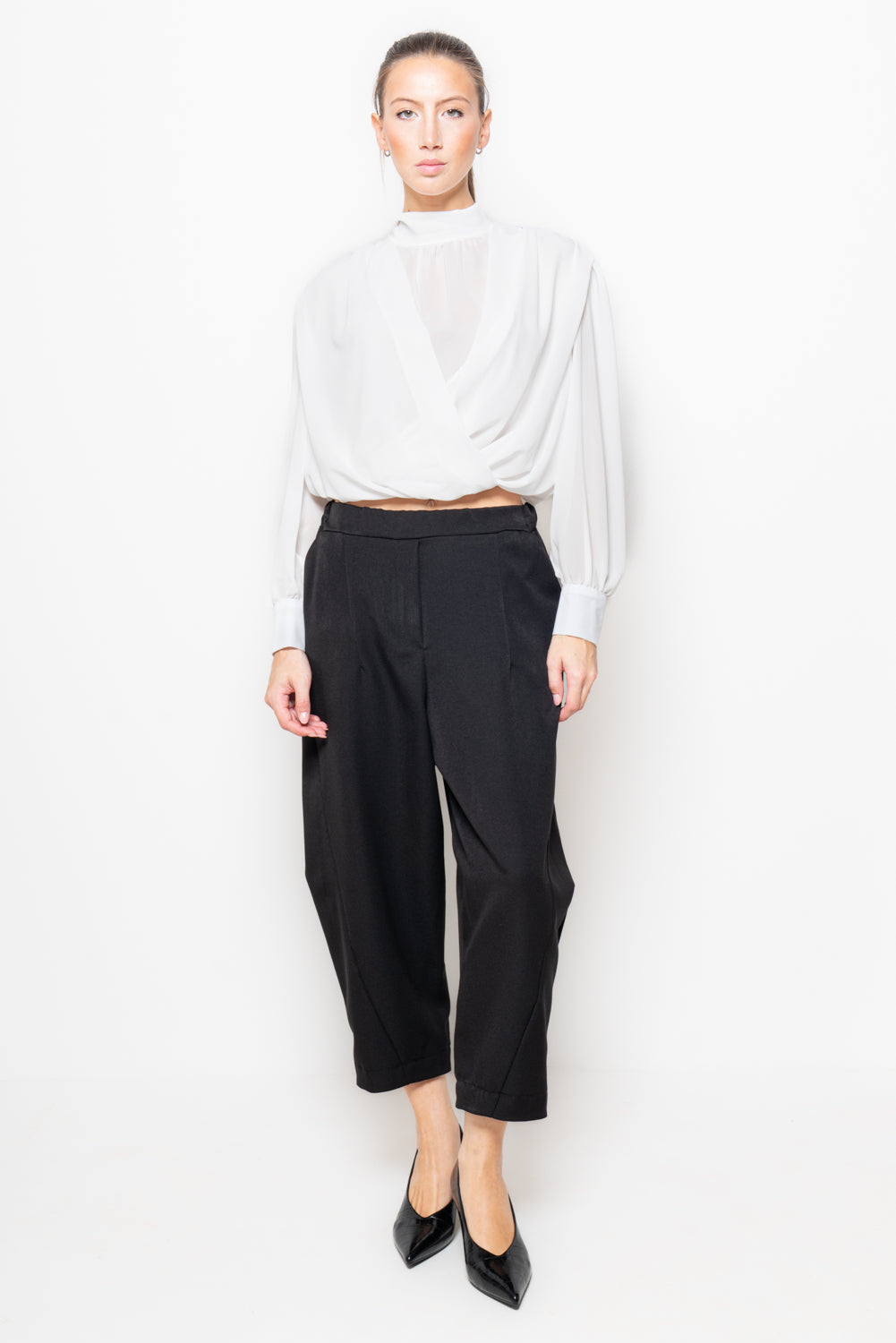 Pantalone baggy vita alta