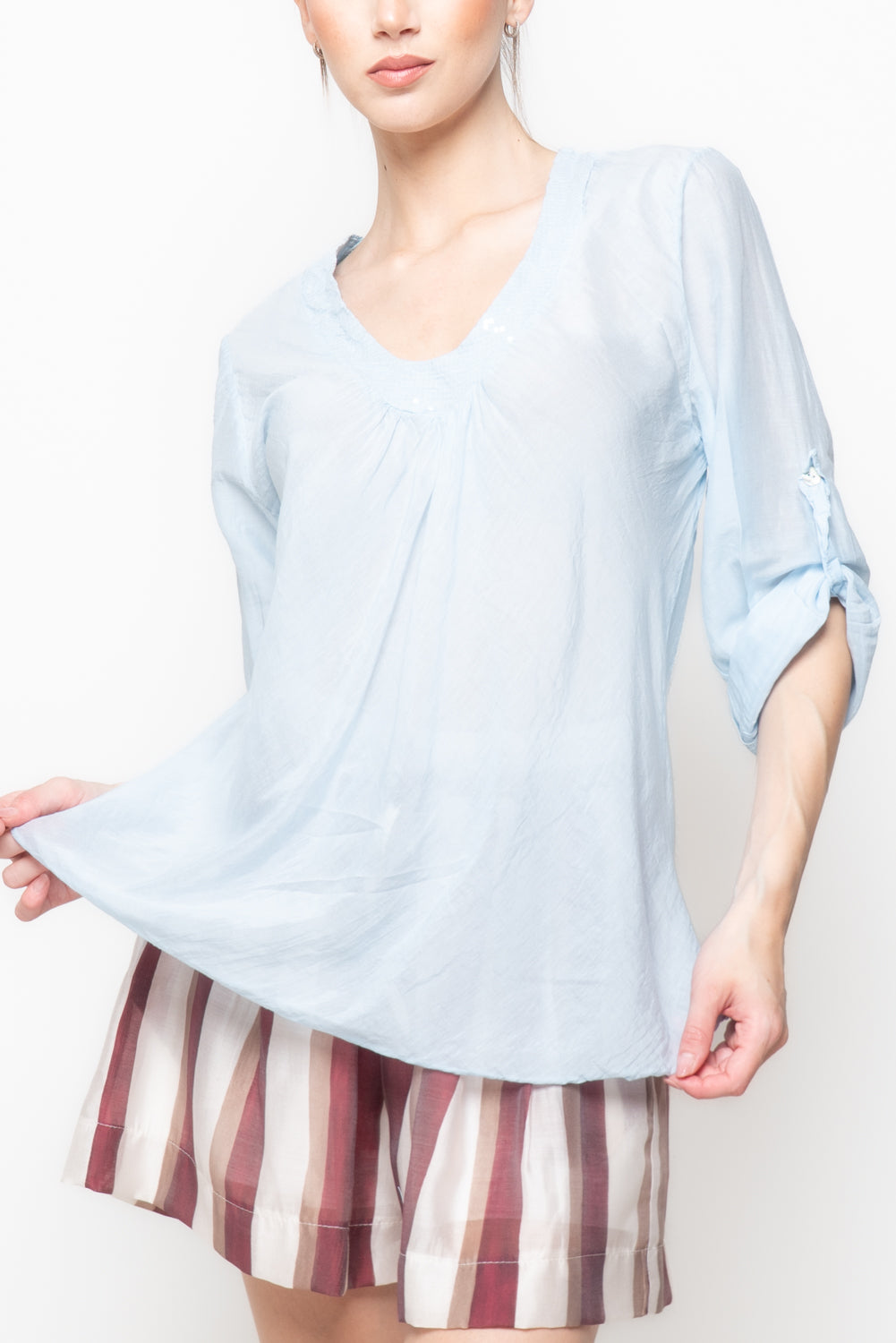 Blusa con Scollo a V e Paillettes