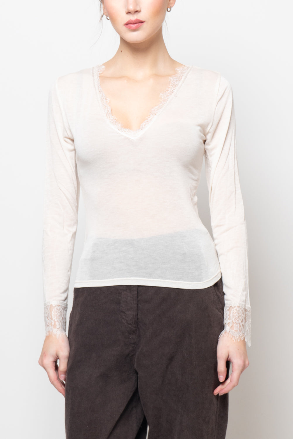 Maglia scollo a V ultralight in misto cashmere