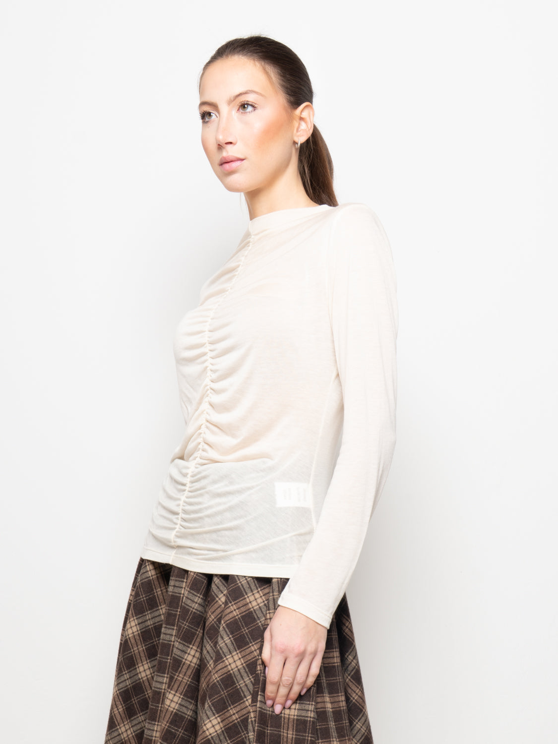 Top con scollo a goccia arricciato