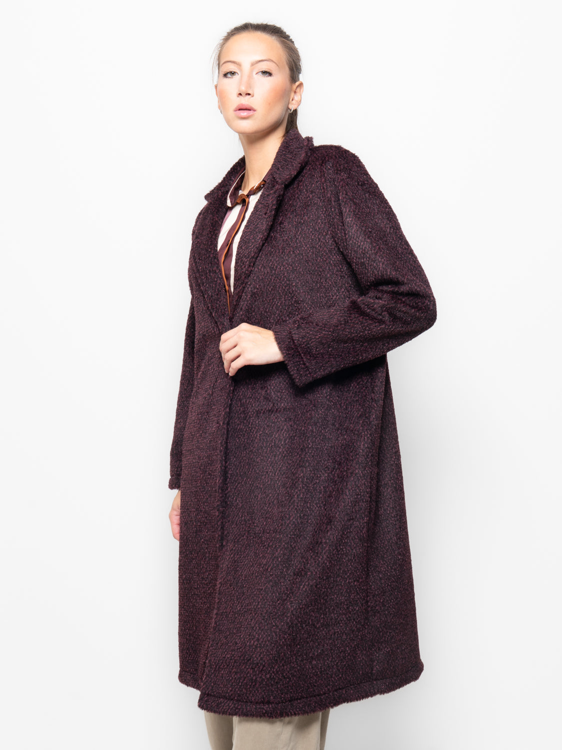 Cappotto in bouclé effetto pelliccia