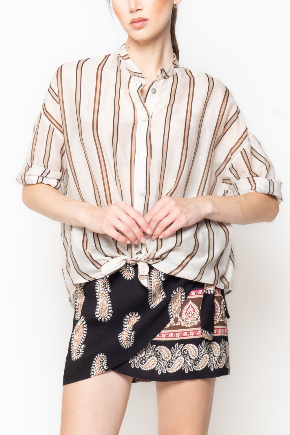 Camicia misto seta a righe