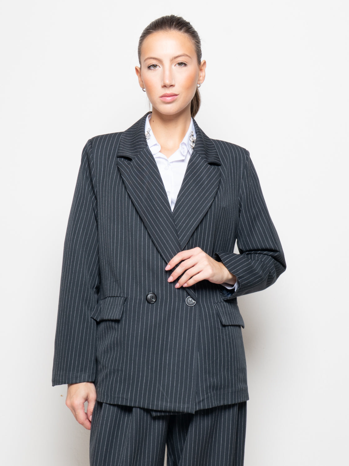 Blazer gessato doppiopetto