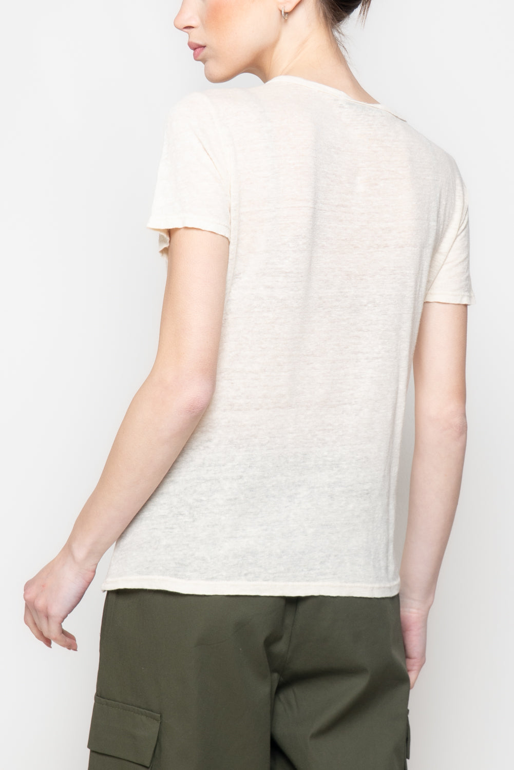 T-shirt paricollo 100% lino