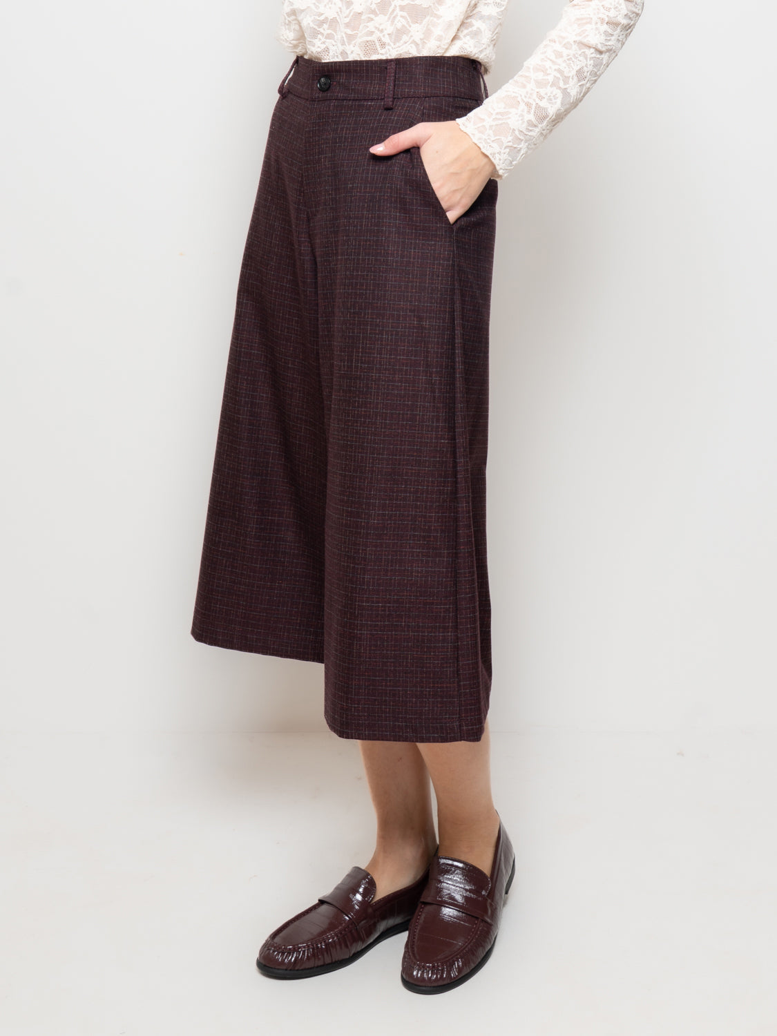 Pantalone culotte a vita alta