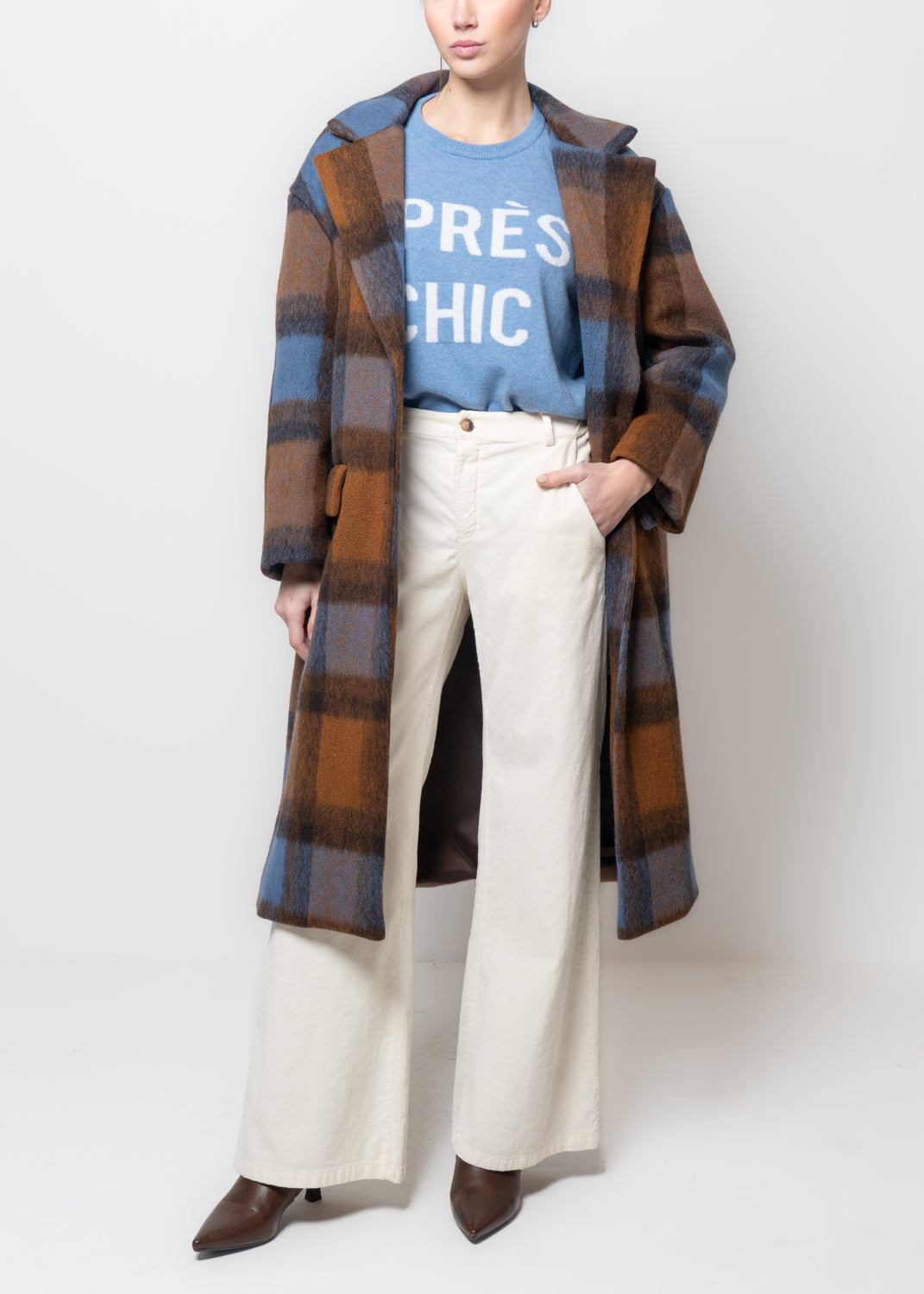 Cappotto tartan in lana cotta