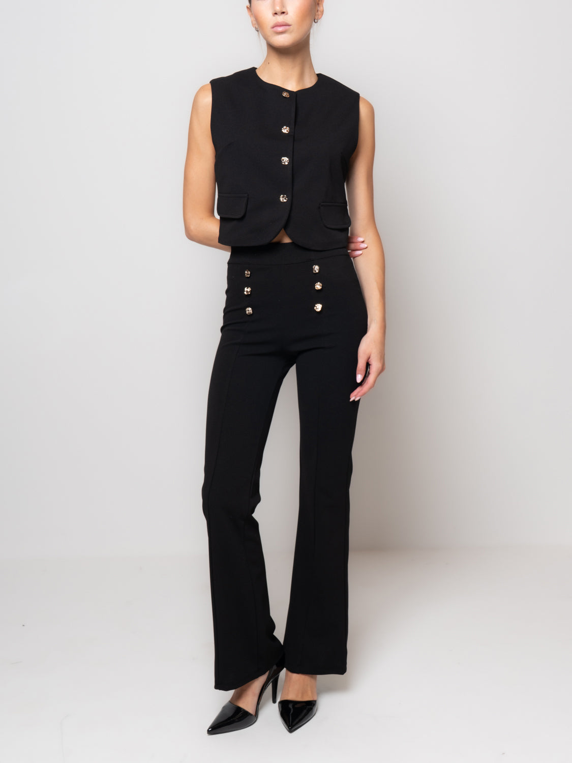 Gilet con bottoni argento