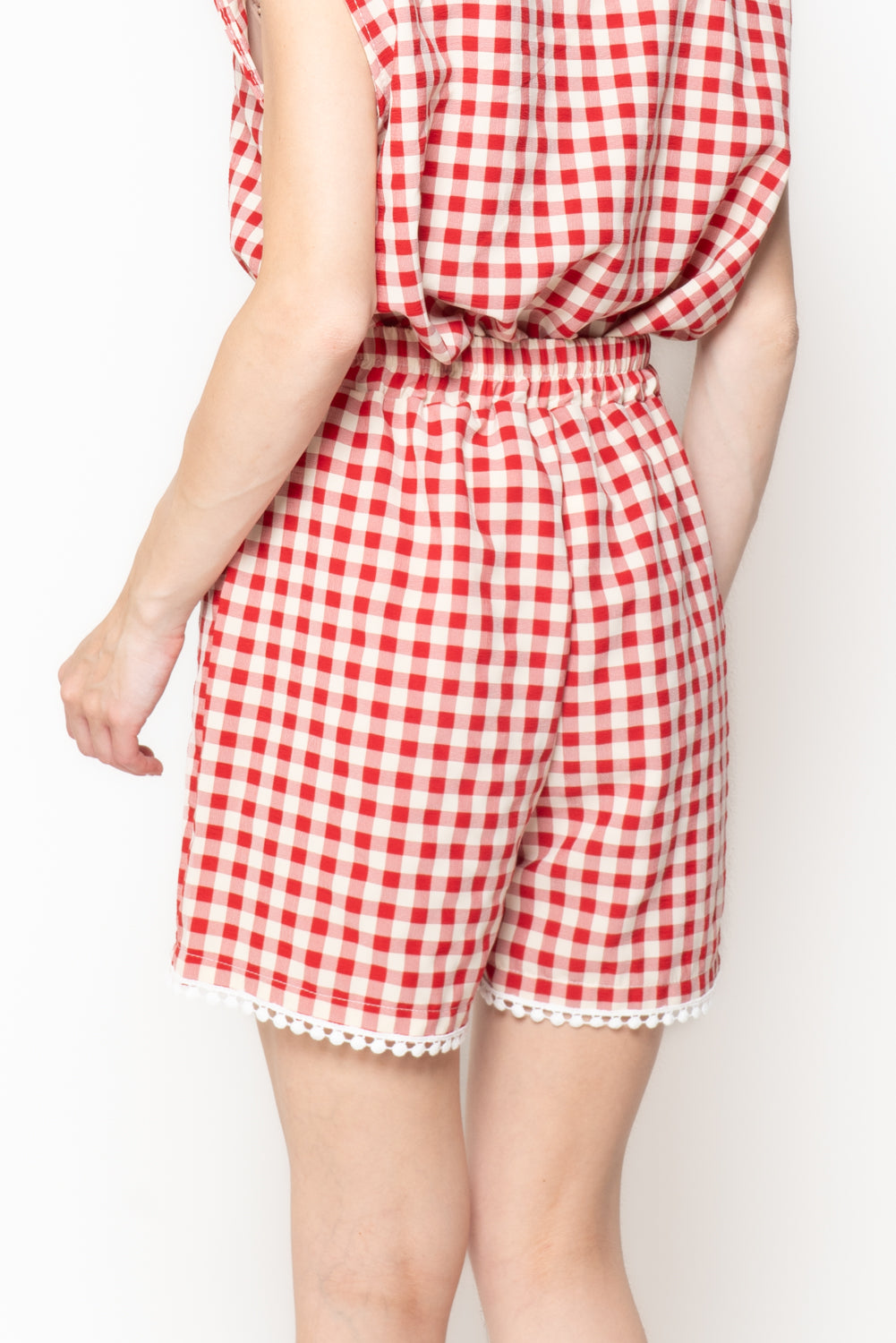 Camicia smanicata in Fantasia Vichy