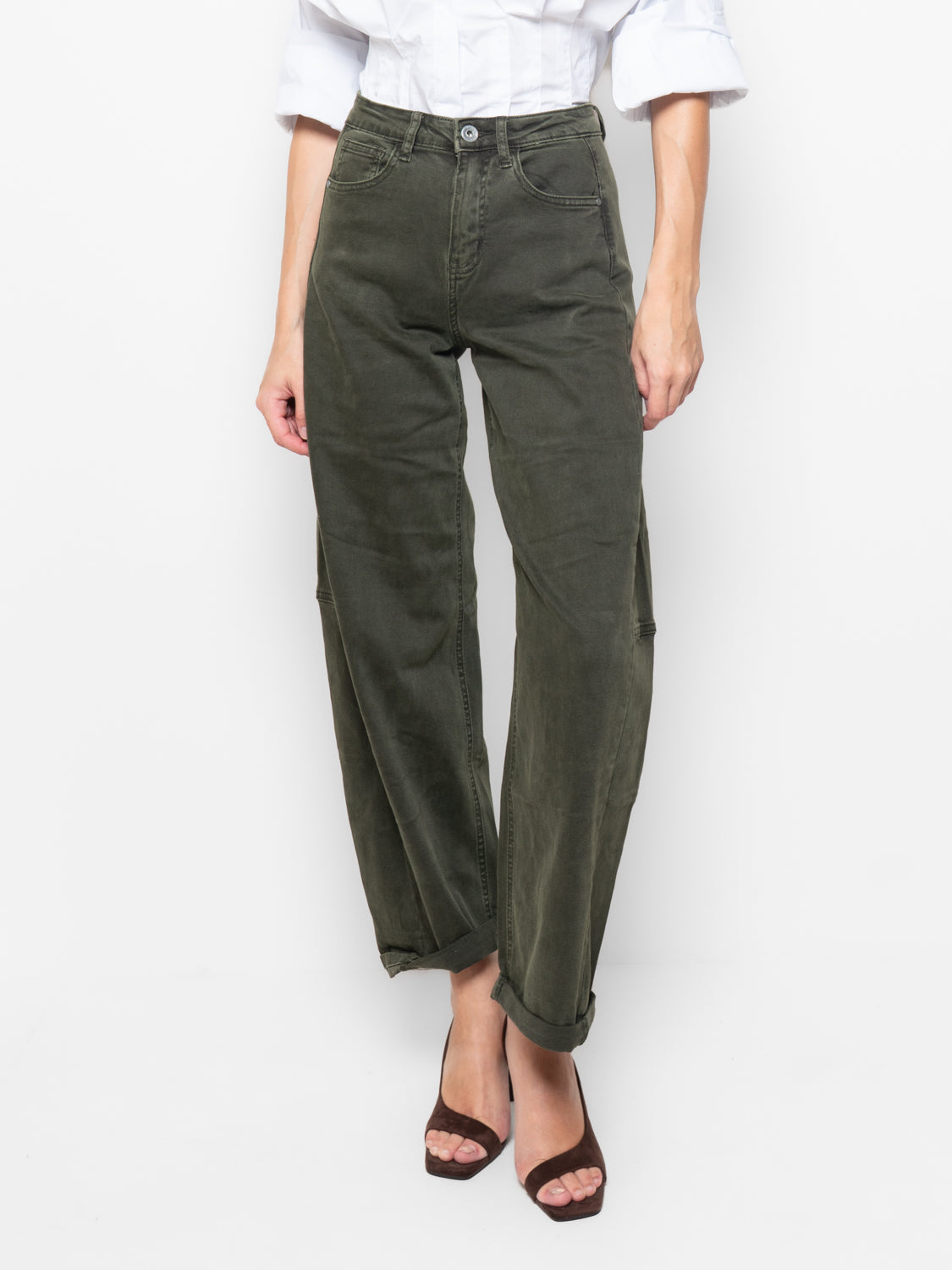 Pantalone barrel in cotone