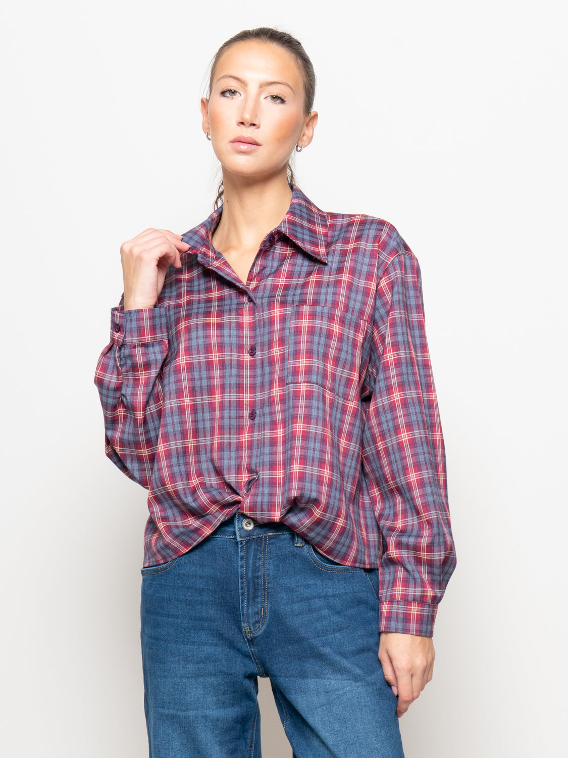 Camicia flanella check con taschino