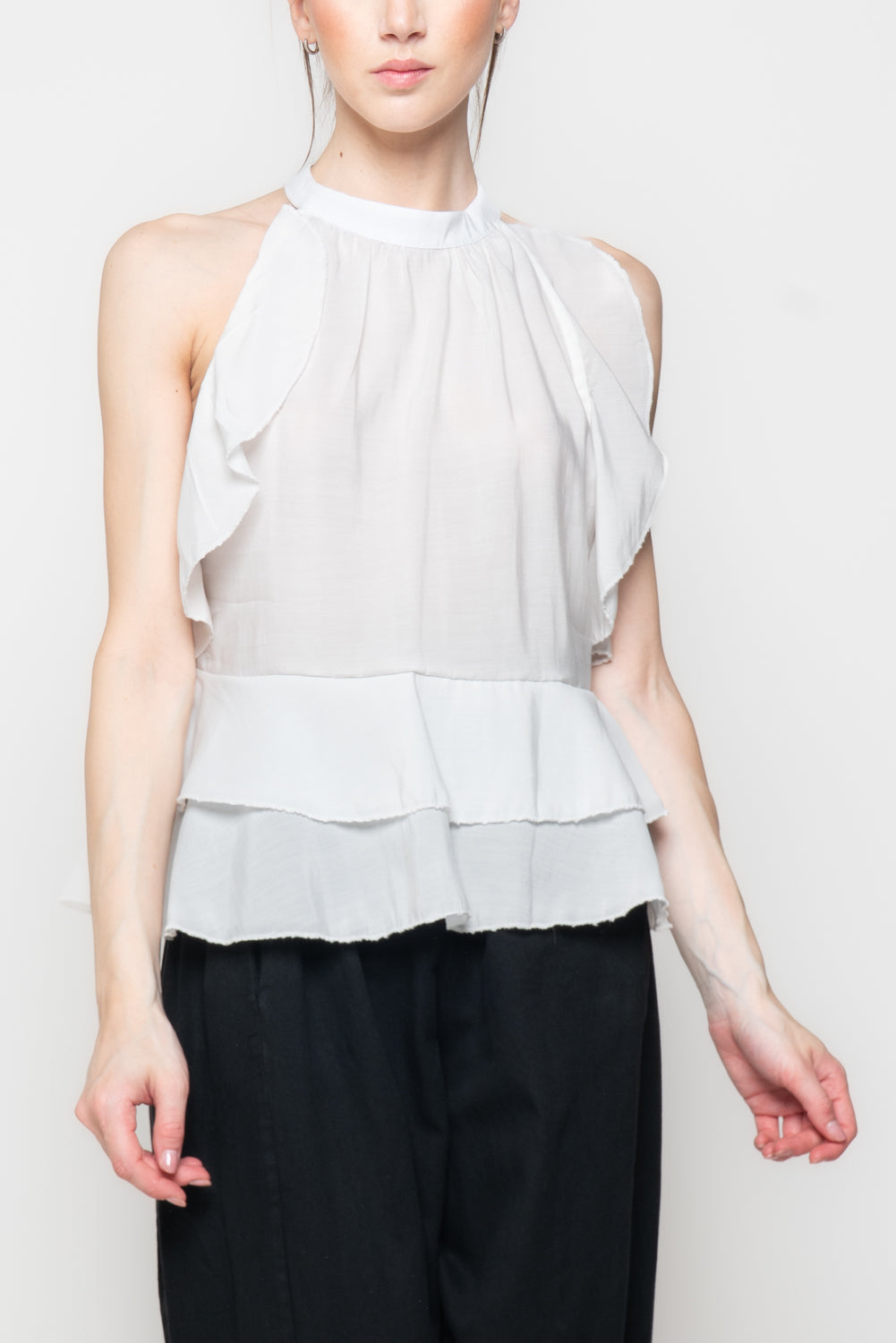 Top Halter con Balze Sovrapposte