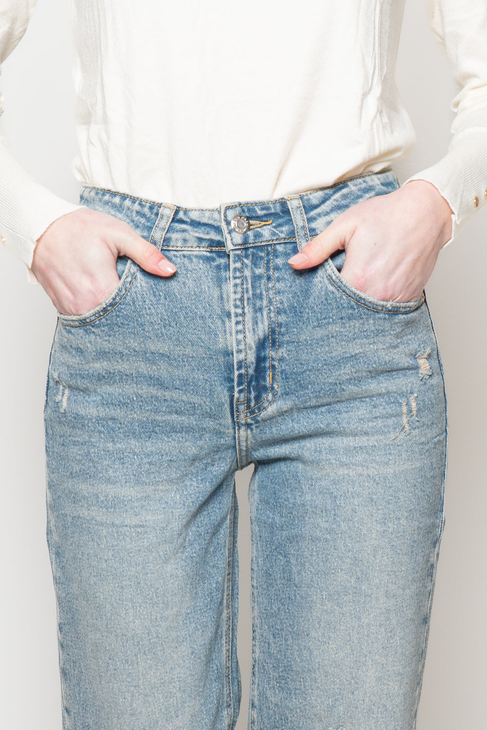 Jeans straight sdrucito