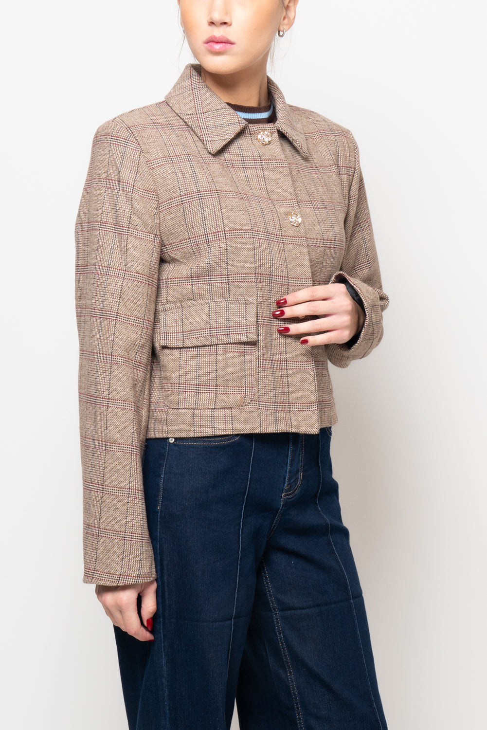 Giacca tartan con colletto