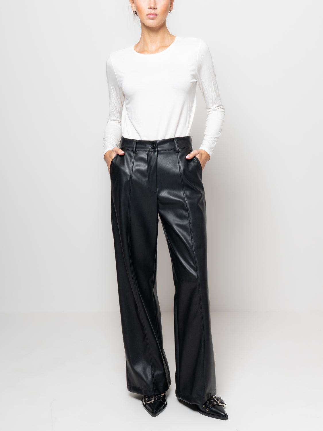 Pantalone palazzo in similpelle