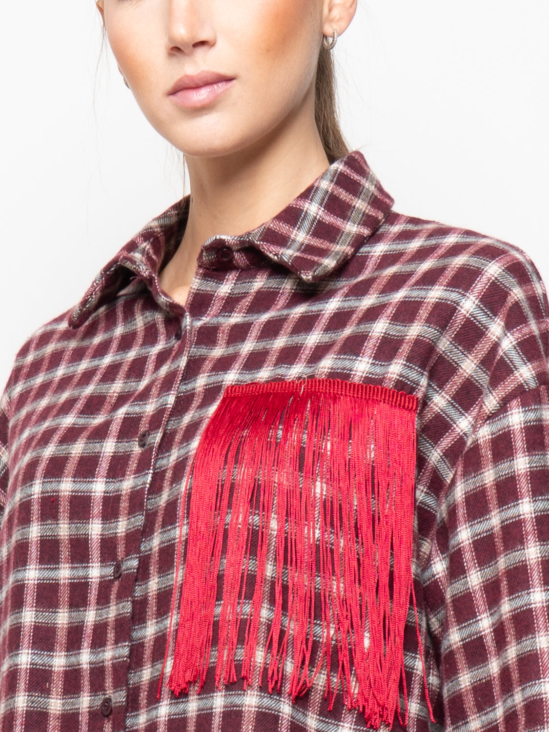 Camicia a quadri con frange