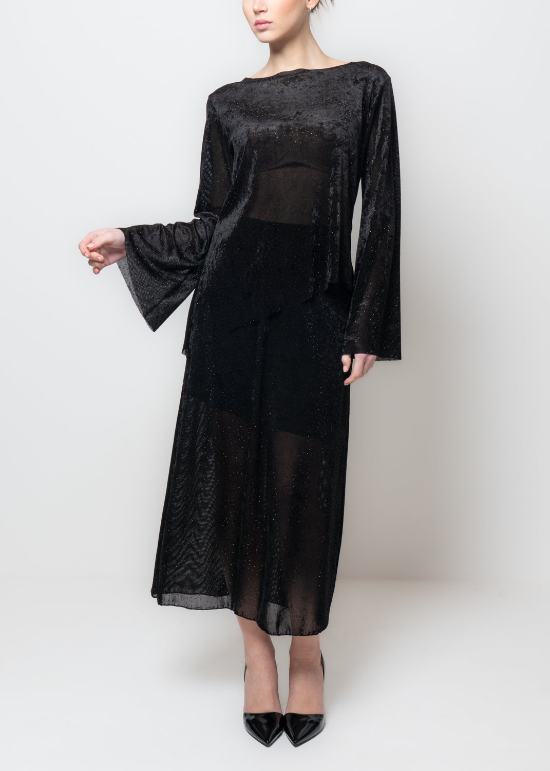 Blusa in ciniglia con punti luce