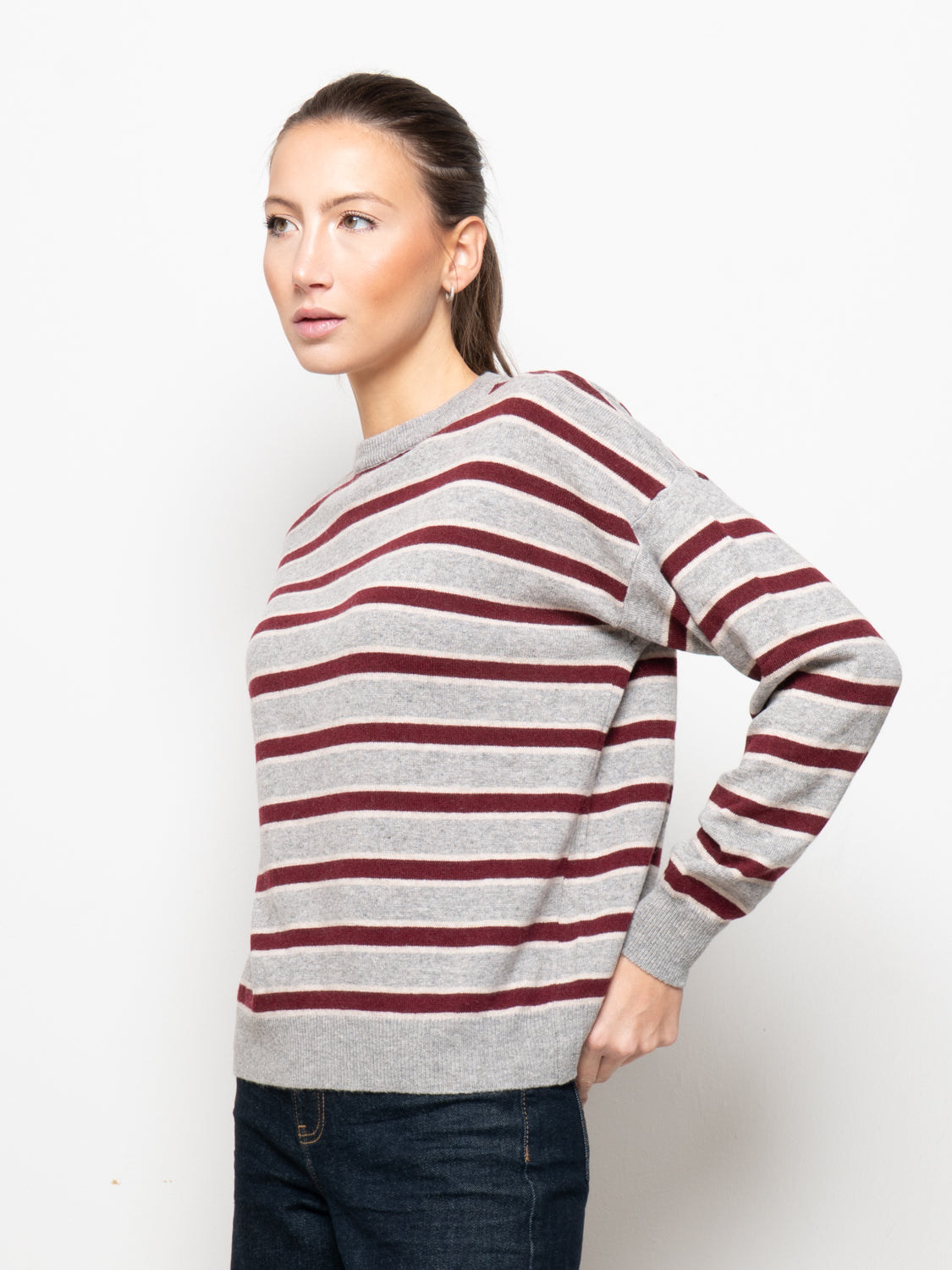 Maglia a righe misto cashmere