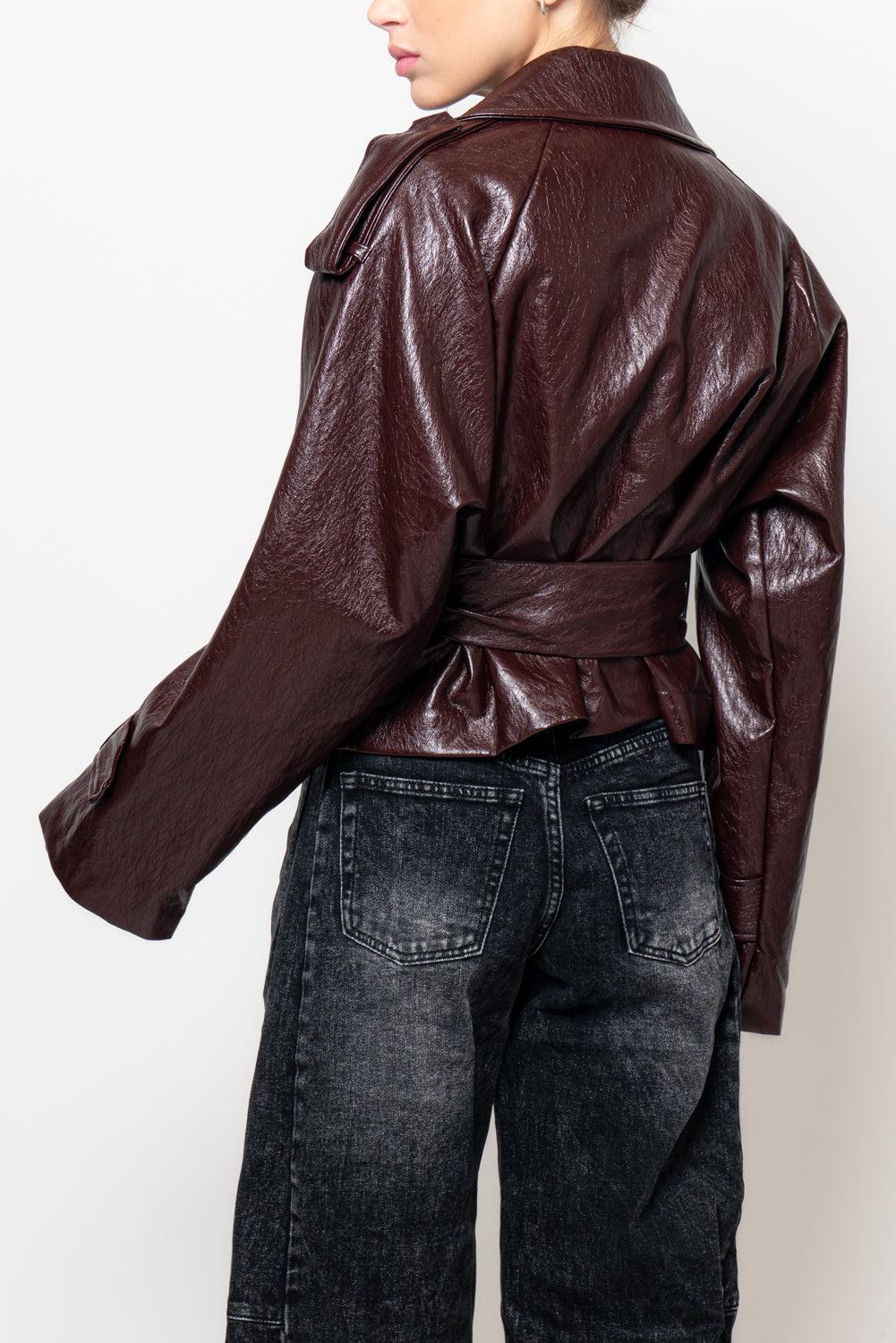 Trench crop in ecopelle lucida