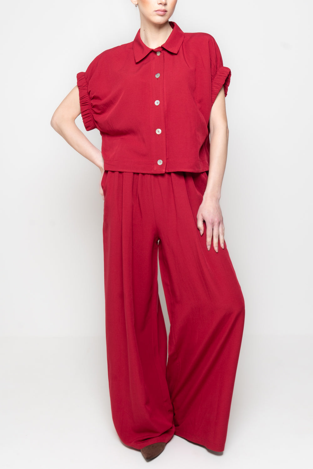 Camicia con Maniche Arricciate