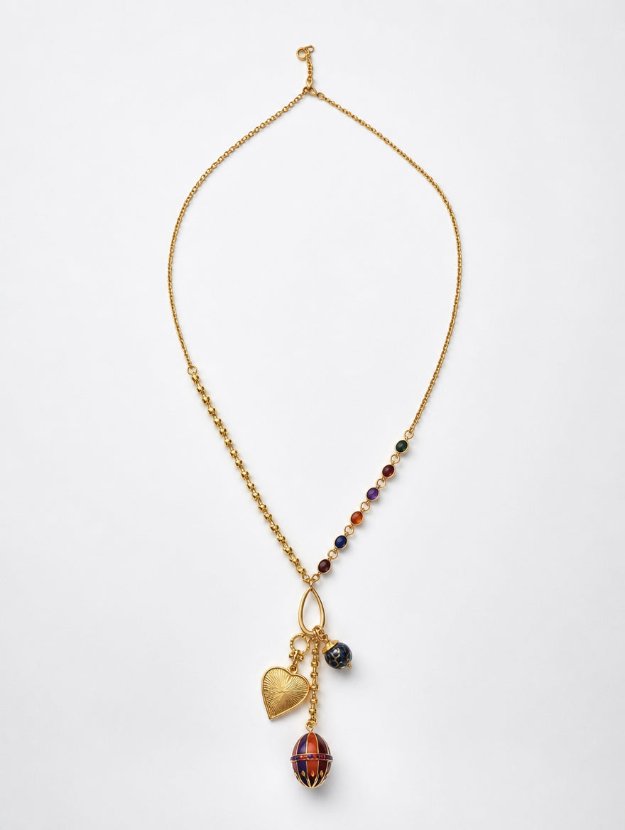 Collana con cuore e uovo smaltato