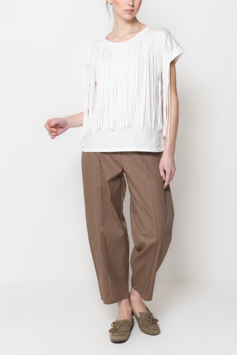 T-shirt con Frange Frontali