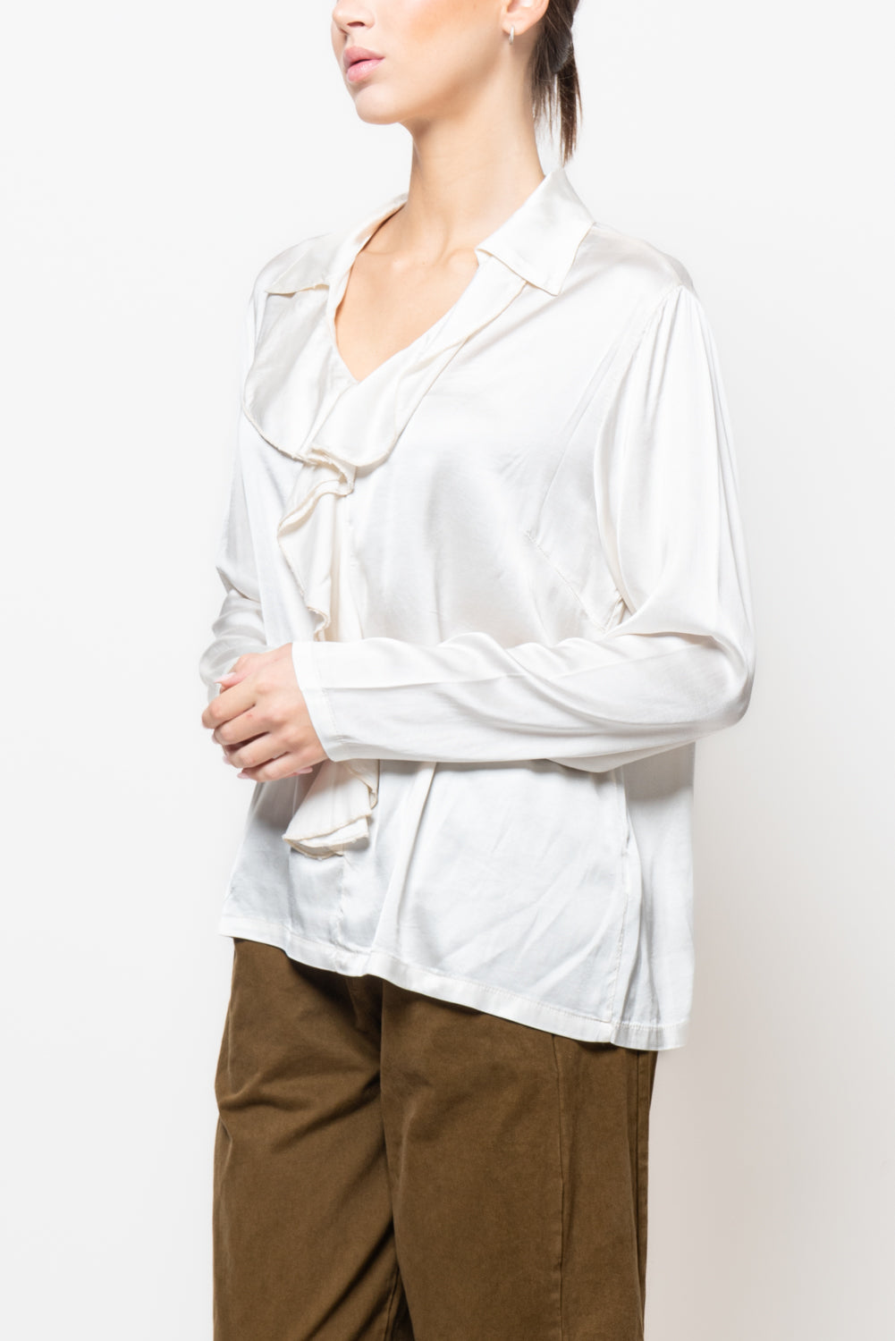 Camicia in satin con rouches