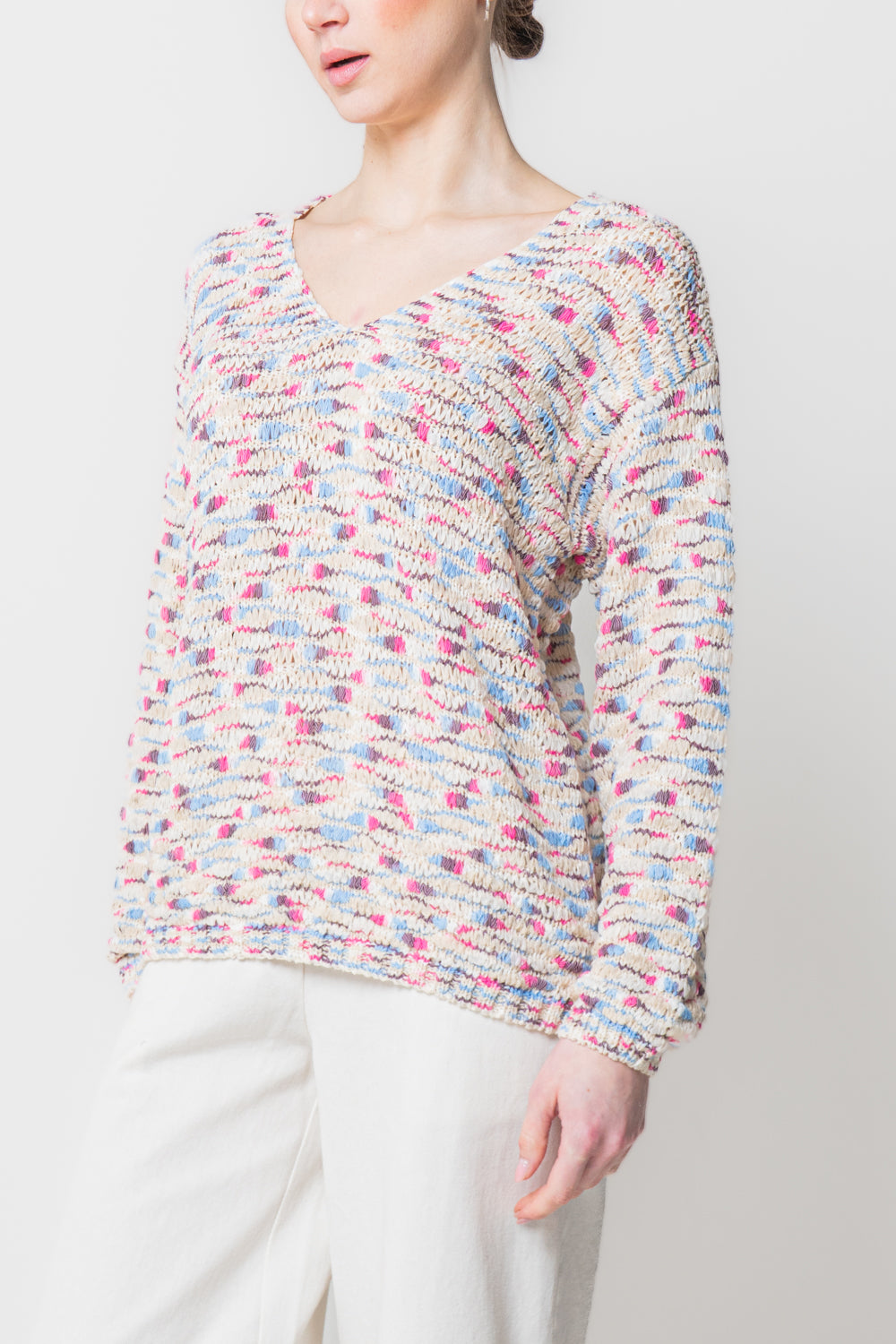 Maglia in Filato Fiammato Multicolor