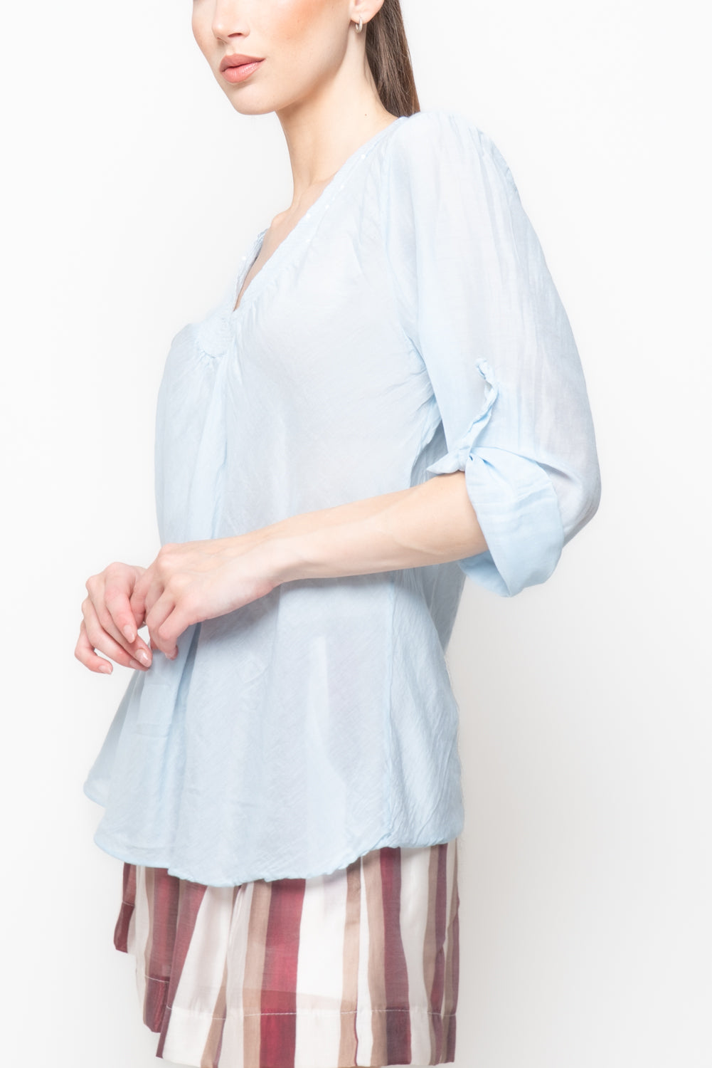 Blusa con Scollo a V e Paillettes