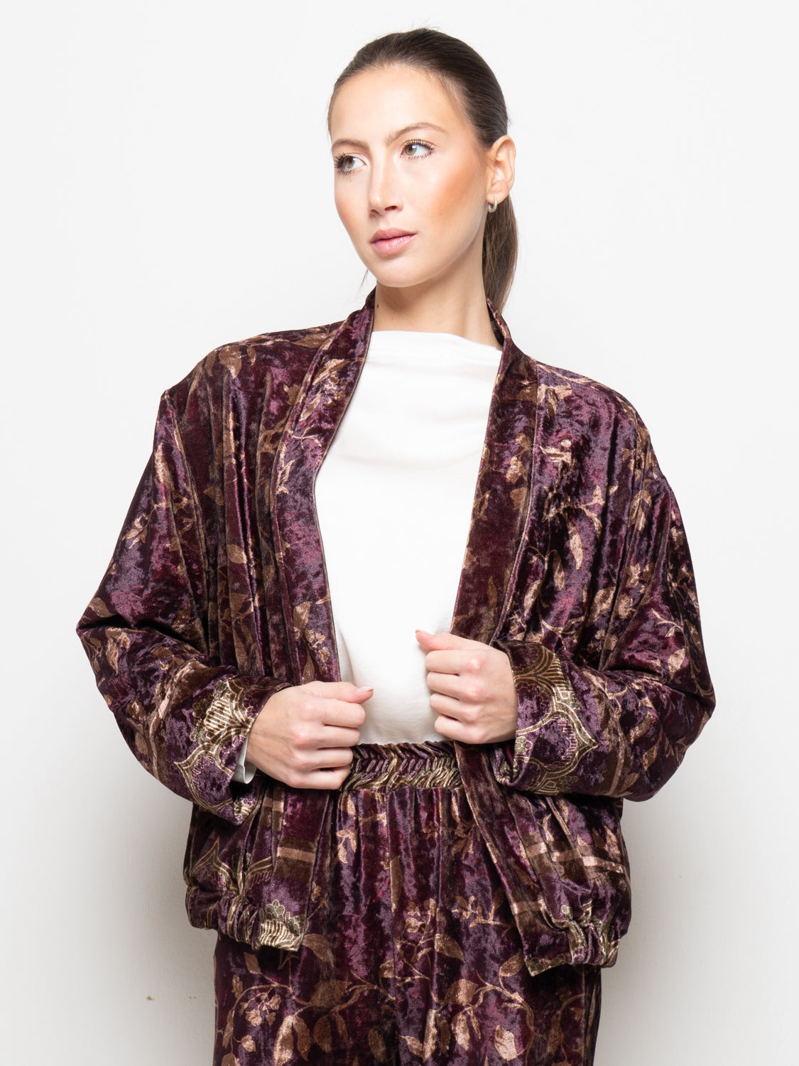 Blazer in velluto stampa floreale