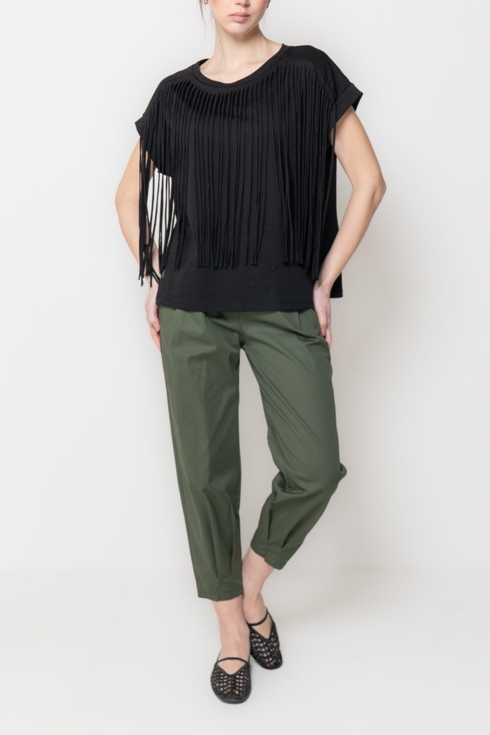 T-shirt con Frange Frontali